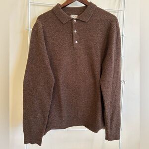 J Crew sweater polo in brown merino wool